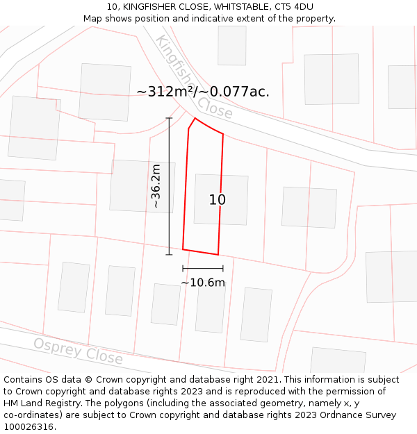 10, KINGFISHER CLOSE, WHITSTABLE, CT5 4DU: Plot and title map