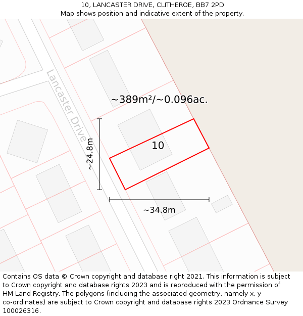 10, LANCASTER DRIVE, CLITHEROE, BB7 2PD: Plot and title map