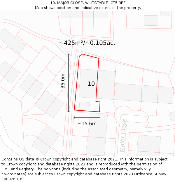 10, MAJOR CLOSE, WHITSTABLE, CT5 3RE: Plot and title map