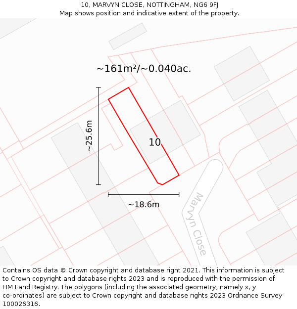 10, MARVYN CLOSE, NOTTINGHAM, NG6 9FJ: Plot and title map