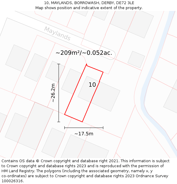 10, MAYLANDS, BORROWASH, DERBY, DE72 3LE: Plot and title map