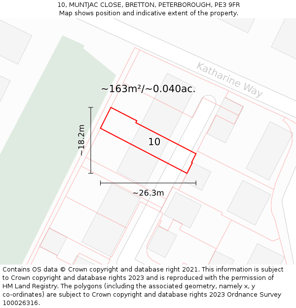 10, MUNTJAC CLOSE, BRETTON, PETERBOROUGH, PE3 9FR: Plot and title map