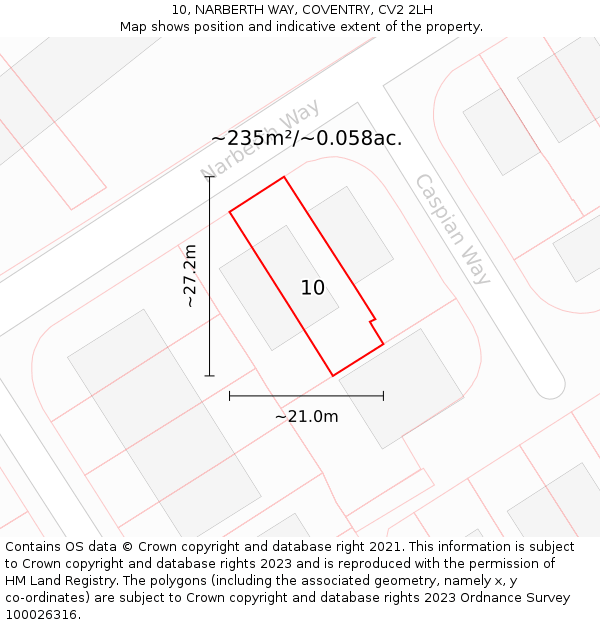 10, NARBERTH WAY, COVENTRY, CV2 2LH: Plot and title map