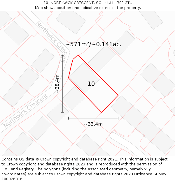 10, NORTHWICK CRESCENT, SOLIHULL, B91 3TU: Plot and title map