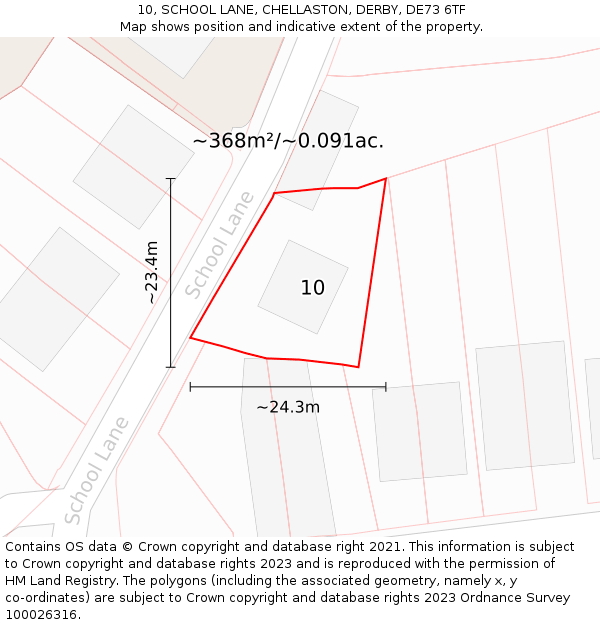 10, SCHOOL LANE, CHELLASTON, DERBY, DE73 6TF: Plot and title map