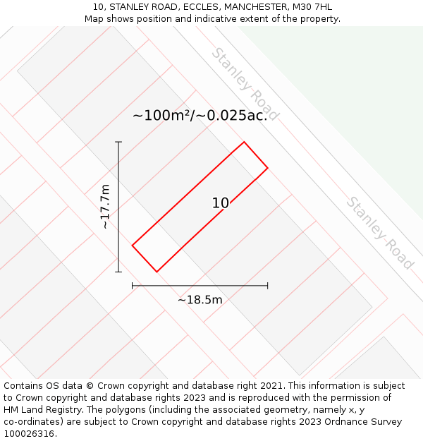 10, STANLEY ROAD, ECCLES, MANCHESTER, M30 7HL: Plot and title map