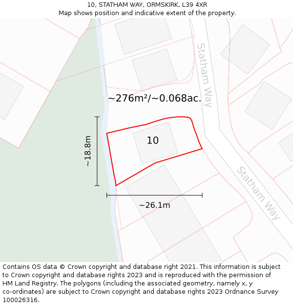 10, STATHAM WAY, ORMSKIRK, L39 4XR: Plot and title map