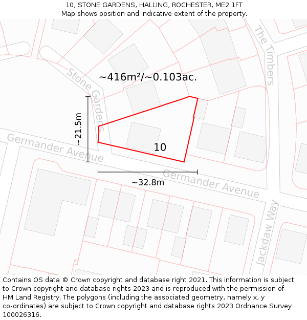 10, STONE GARDENS, HALLING, ROCHESTER, ME2 1FT: Plot and title map