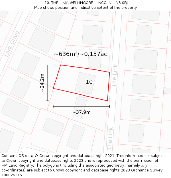 10, THE LINK, WELLINGORE, LINCOLN, LN5 0BJ: Plot and title map