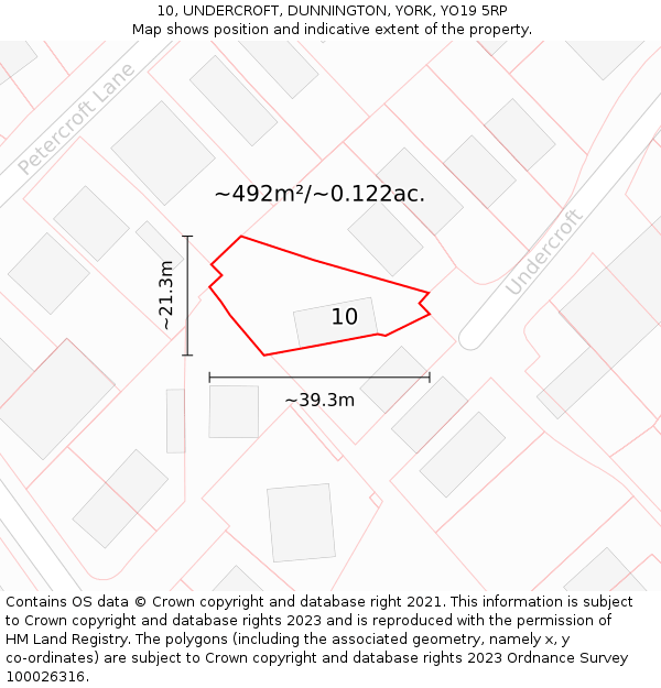 10, UNDERCROFT, DUNNINGTON, YORK, YO19 5RP: Plot and title map