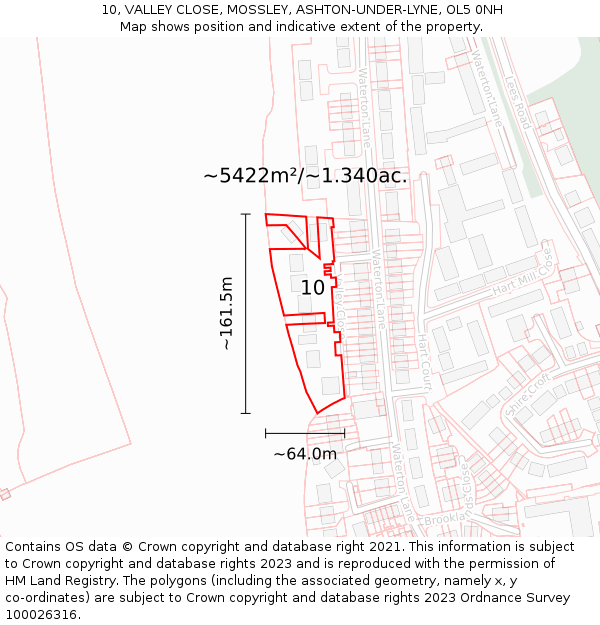10, VALLEY CLOSE, MOSSLEY, ASHTON-UNDER-LYNE, OL5 0NH: Plot and title map