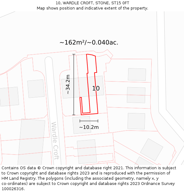 10, WARDLE CROFT, STONE, ST15 0FT: Plot and title map