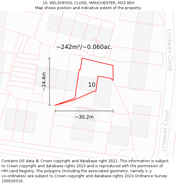 10, WELSHPOOL CLOSE, MANCHESTER, M23 0EH: Plot and title map