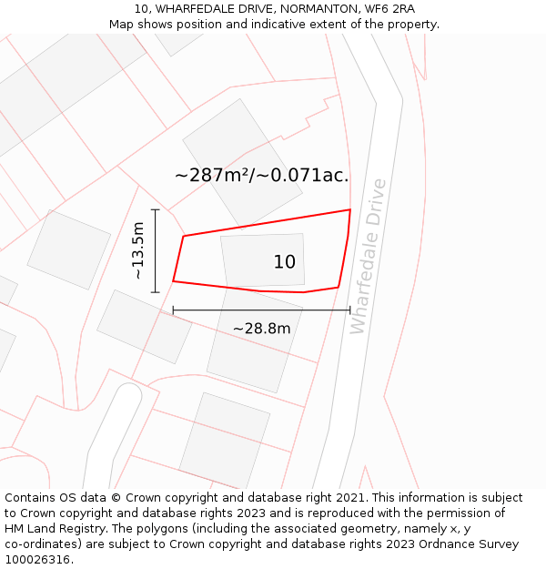 10, WHARFEDALE DRIVE, NORMANTON, WF6 2RA: Plot and title map