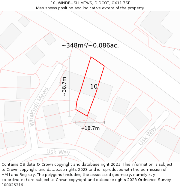 10, WINDRUSH MEWS, DIDCOT, OX11 7SE: Plot and title map