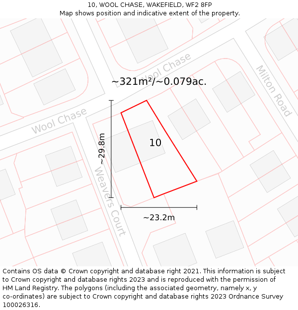 10, WOOL CHASE, WAKEFIELD, WF2 8FP: Plot and title map
