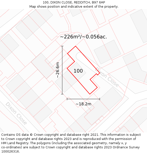 100, DIXON CLOSE, REDDITCH, B97 6AP: Plot and title map