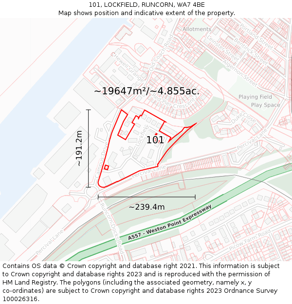 101, LOCKFIELD, RUNCORN, WA7 4BE: Plot and title map