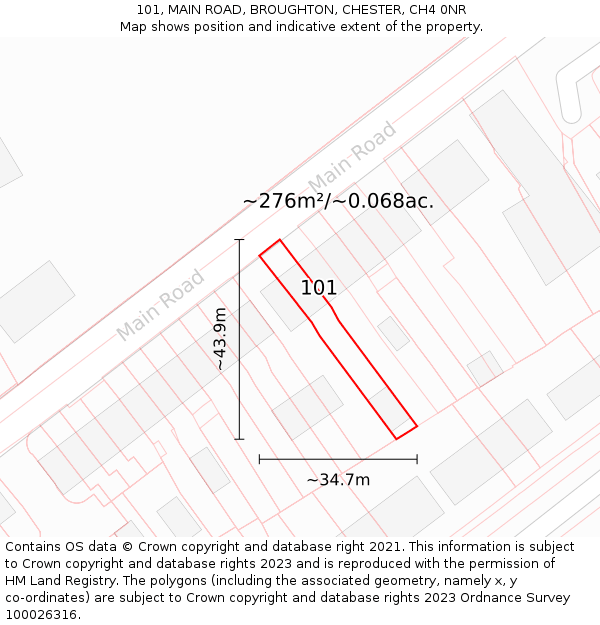 101, MAIN ROAD, BROUGHTON, CHESTER, CH4 0NR: Plot and title map