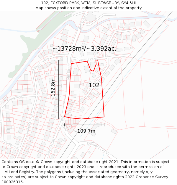 102, ECKFORD PARK, WEM, SHREWSBURY, SY4 5HL: Plot and title map