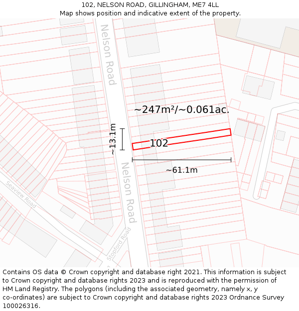 102, NELSON ROAD, GILLINGHAM, ME7 4LL: Plot and title map