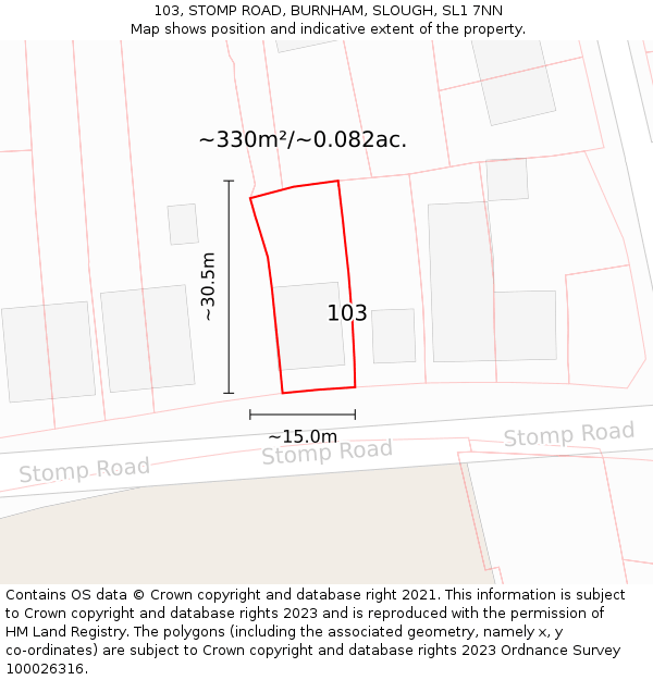 103, STOMP ROAD, BURNHAM, SLOUGH, SL1 7NN: Plot and title map
