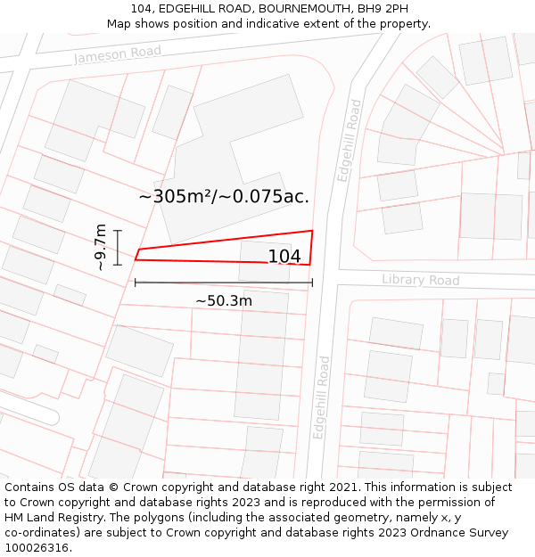 104, EDGEHILL ROAD, BOURNEMOUTH, BH9 2PH: Plot and title map