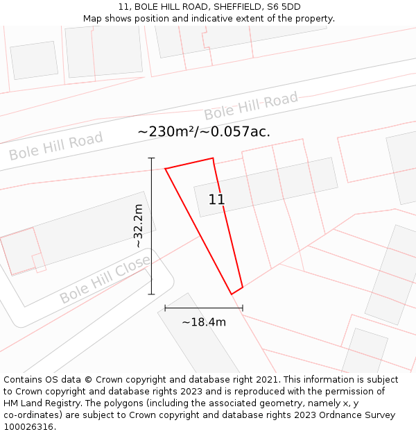 11, BOLE HILL ROAD, SHEFFIELD, S6 5DD: Plot and title map