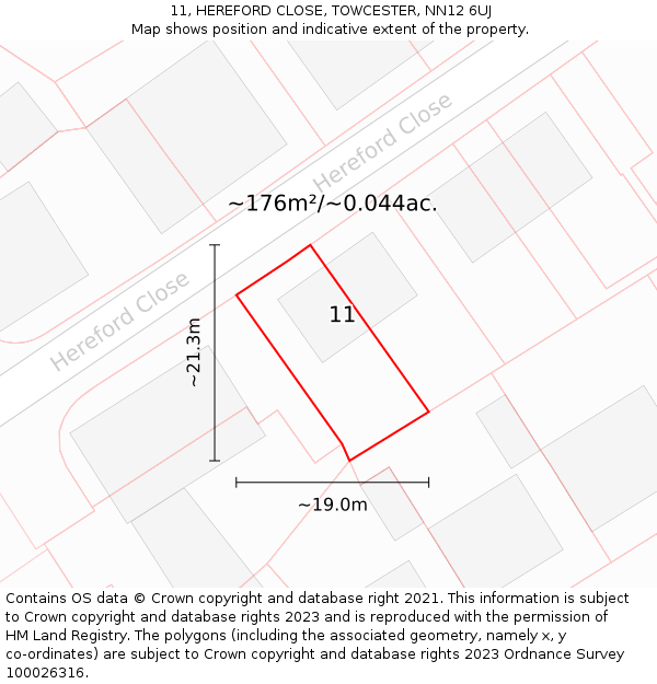 11, HEREFORD CLOSE, TOWCESTER, NN12 6UJ: Plot and title map
