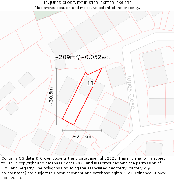 11, JUPES CLOSE, EXMINSTER, EXETER, EX6 8BP: Plot and title map