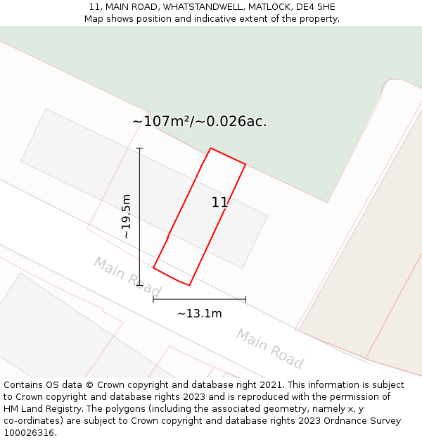 11, MAIN ROAD, WHATSTANDWELL, MATLOCK, DE4 5HE: Plot and title map