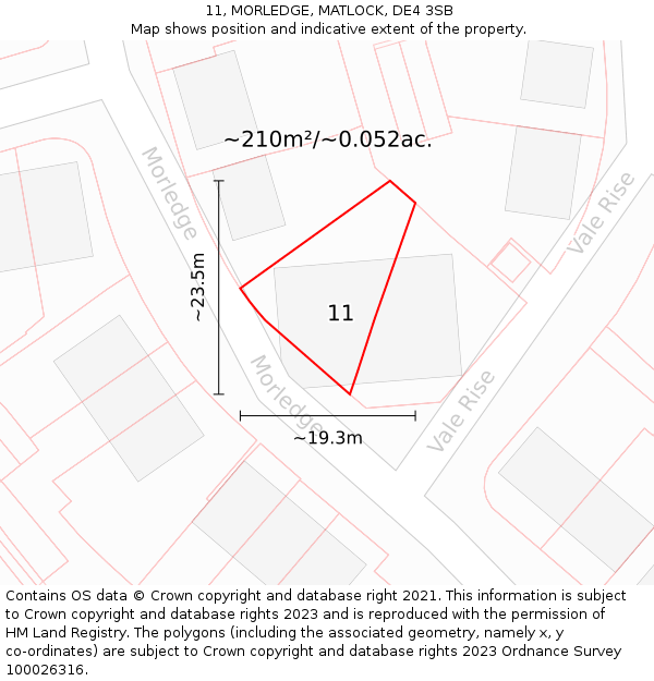 11, MORLEDGE, MATLOCK, DE4 3SB: Plot and title map