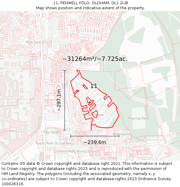 11, PENWELL FOLD, OLDHAM, OL1 2UB: Plot and title map
