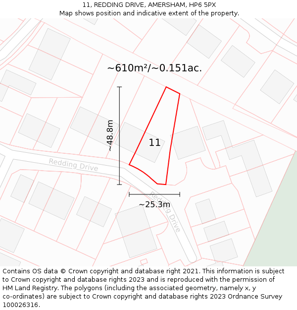 11, REDDING DRIVE, AMERSHAM, HP6 5PX: Plot and title map