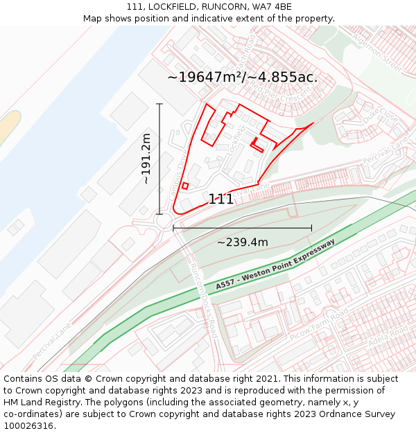 111, LOCKFIELD, RUNCORN, WA7 4BE: Plot and title map