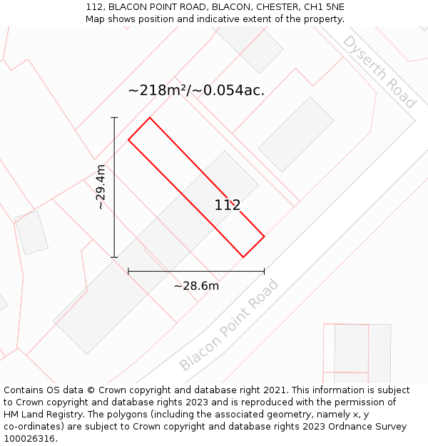 112, BLACON POINT ROAD, BLACON, CHESTER, CH1 5NE: Plot and title map