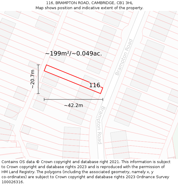 116, BRAMPTON ROAD, CAMBRIDGE, CB1 3HL: Plot and title map