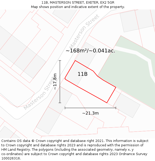 11B, MASTERSON STREET, EXETER, EX2 5GR: Plot and title map