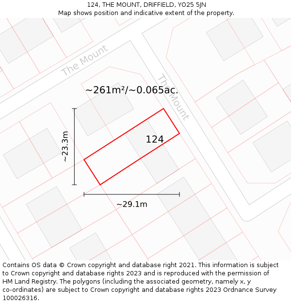 124, THE MOUNT, DRIFFIELD, YO25 5JN: Plot and title map