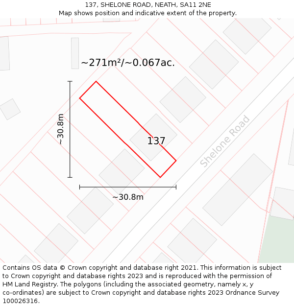 137, SHELONE ROAD, NEATH, SA11 2NE: Plot and title map