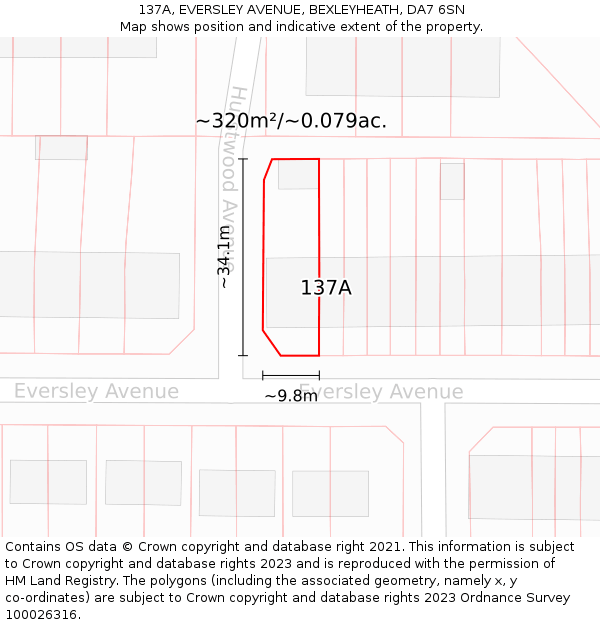137A, EVERSLEY AVENUE, BEXLEYHEATH, DA7 6SN: Plot and title map