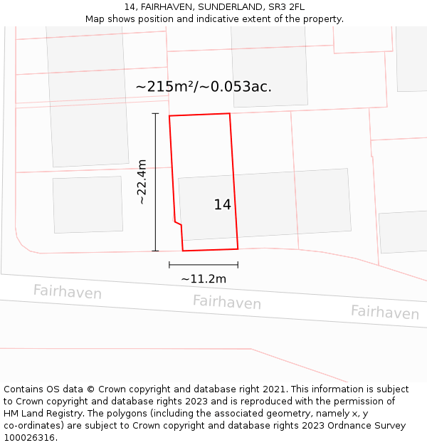 14, FAIRHAVEN, SUNDERLAND, SR3 2FL: Plot and title map