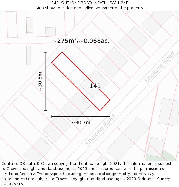 141, SHELONE ROAD, NEATH, SA11 2NE: Plot and title map