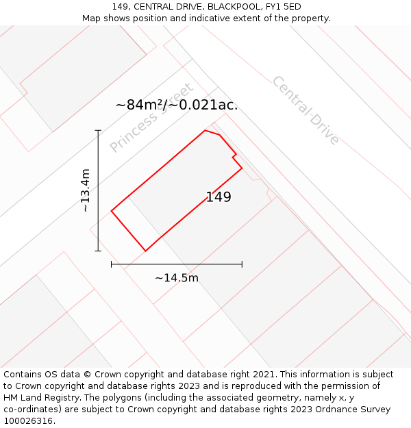 149, CENTRAL DRIVE, BLACKPOOL, FY1 5ED: Plot and title map