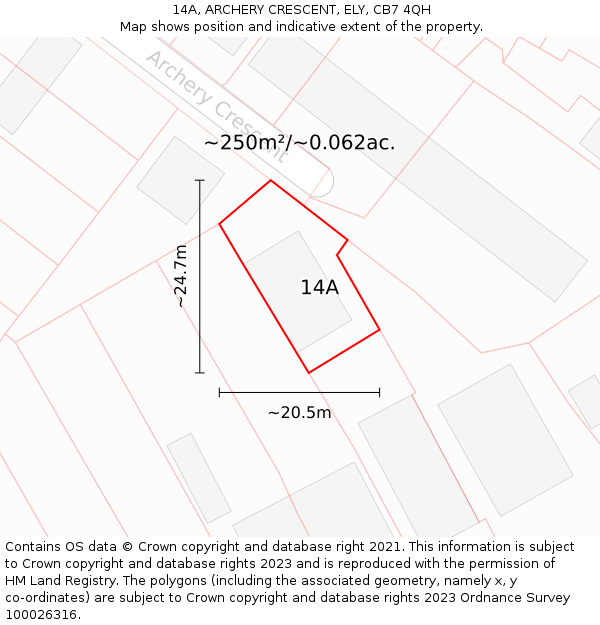 14A, ARCHERY CRESCENT, ELY, CB7 4QH: Plot and title map