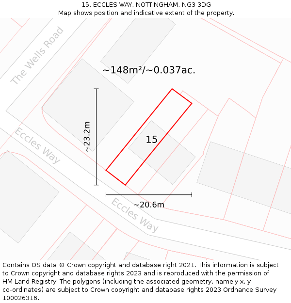 15, ECCLES WAY, NOTTINGHAM, NG3 3DG: Plot and title map