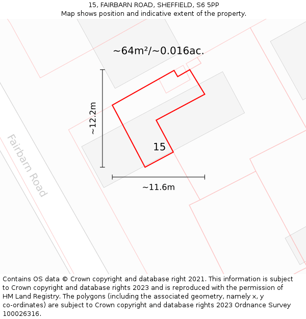15, FAIRBARN ROAD, SHEFFIELD, S6 5PP: Plot and title map