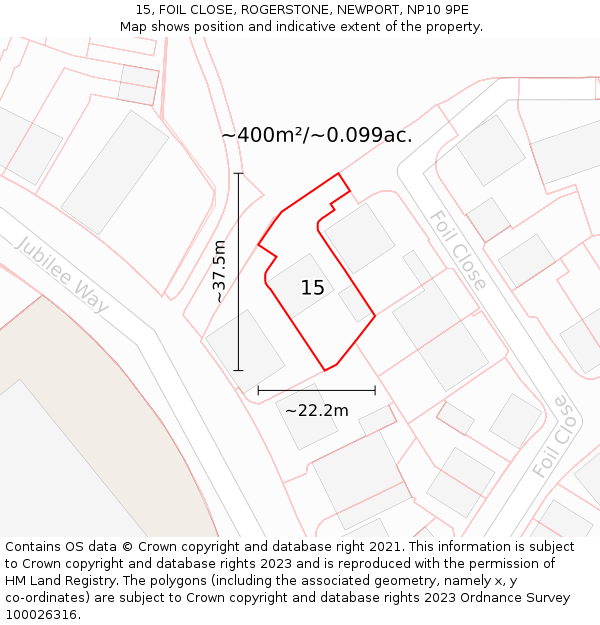 15, FOIL CLOSE, ROGERSTONE, NEWPORT, NP10 9PE: Plot and title map