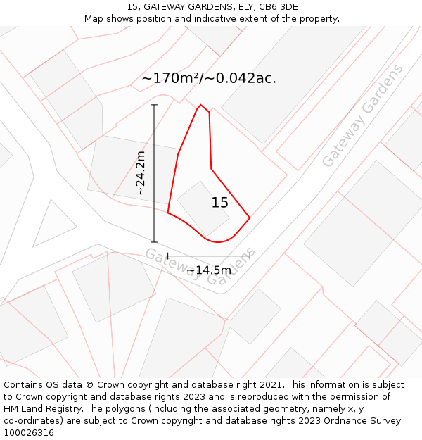 15, GATEWAY GARDENS, ELY, CB6 3DE: Plot and title map
