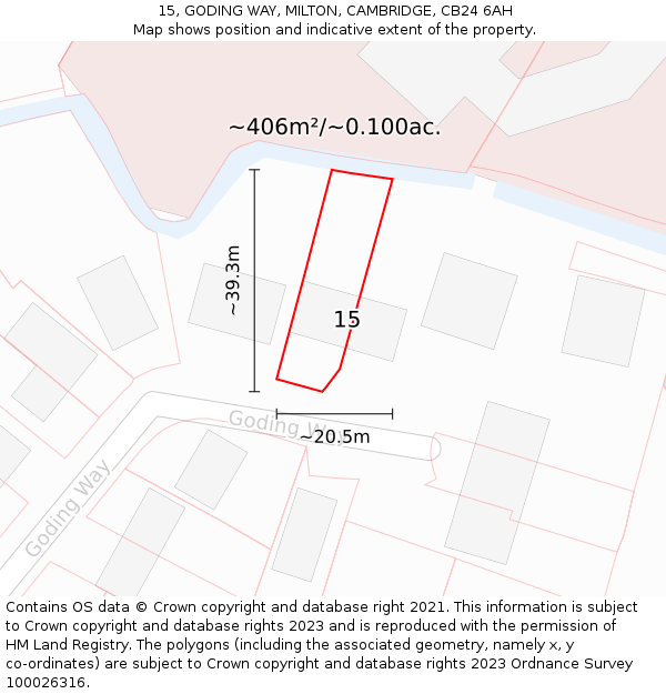 15, GODING WAY, MILTON, CAMBRIDGE, CB24 6AH: Plot and title map